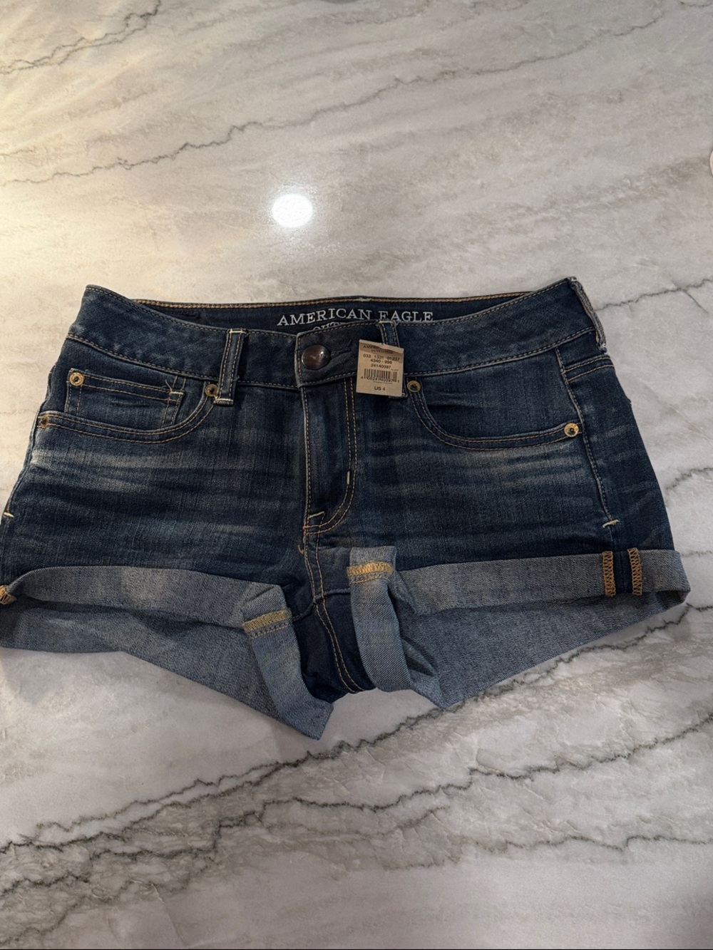 American Eagle Outfitters Blue Rolled Hem Denim Shorts